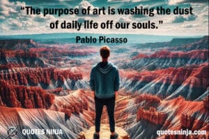 The purpose of art:A person standing at the edge of a vast