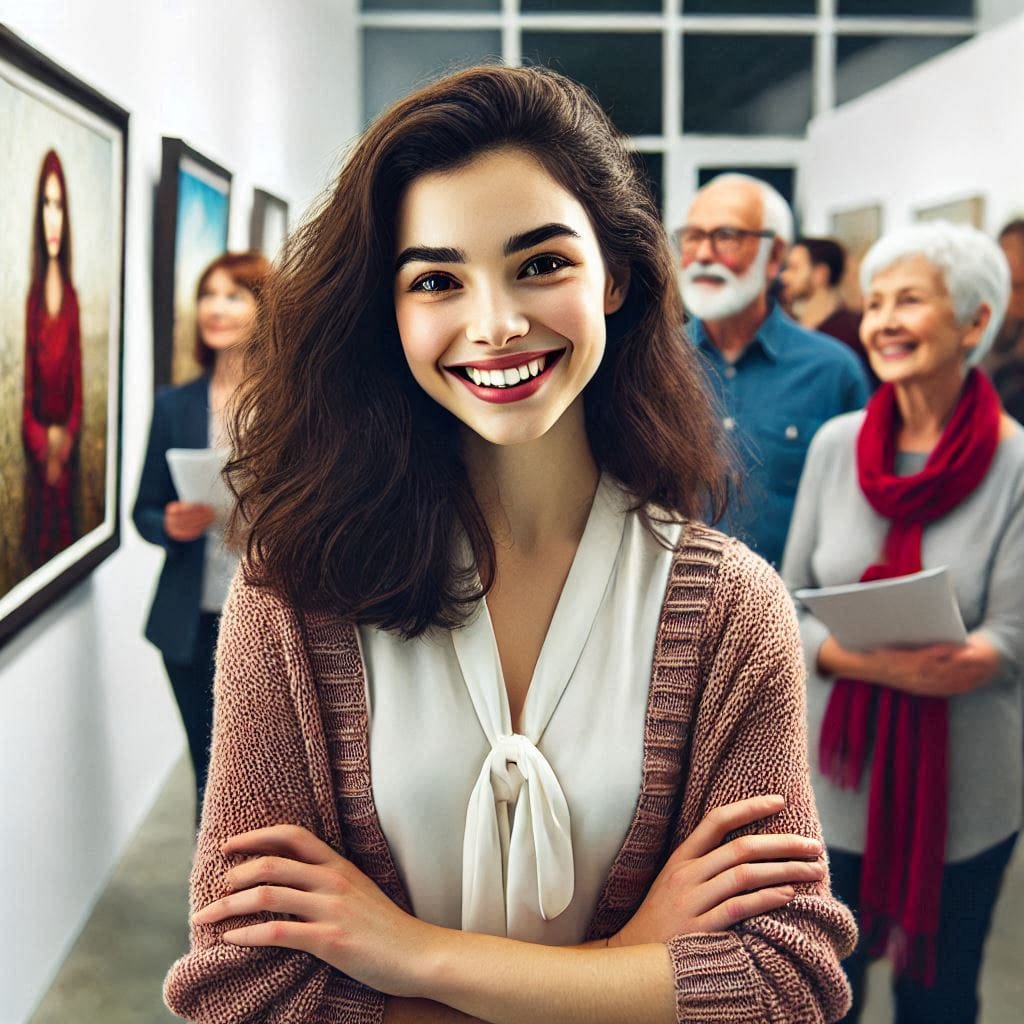 The mind is everything: a girl at an art exhibition