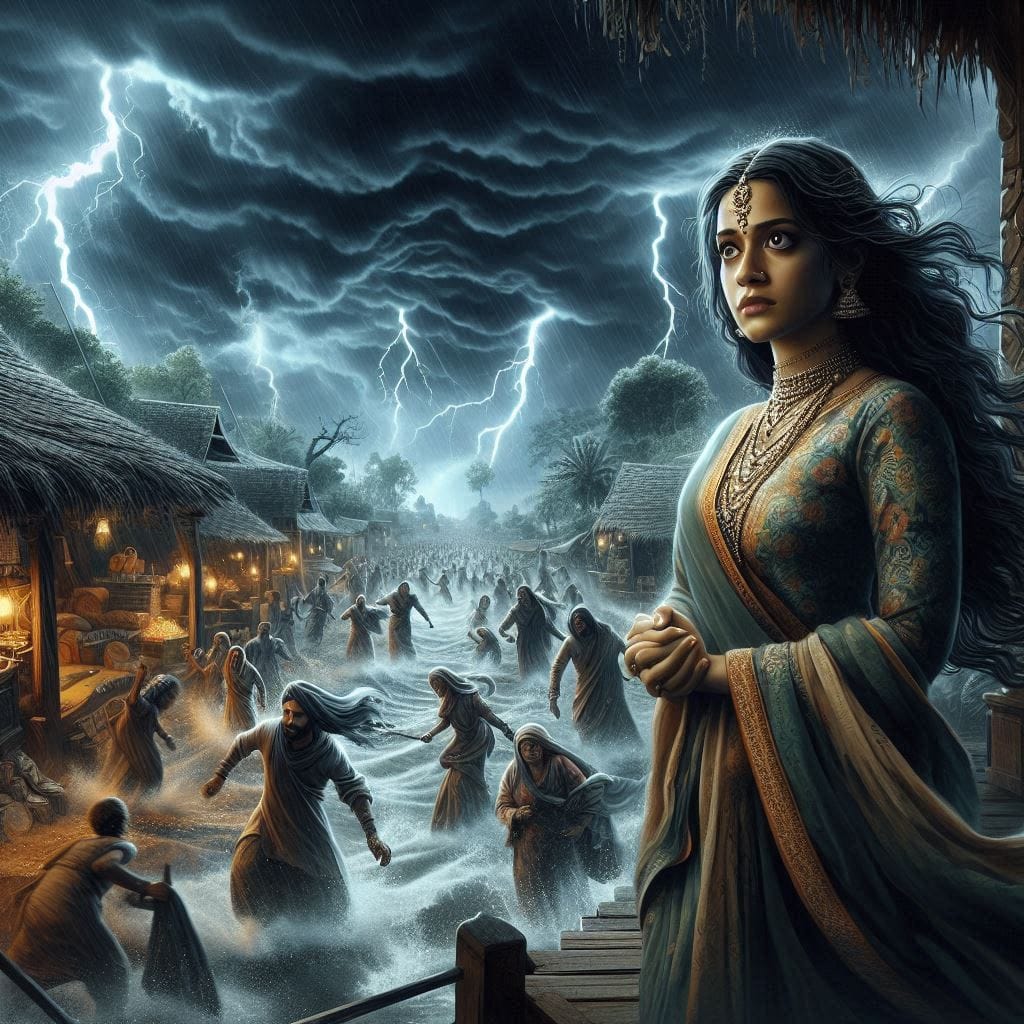 The storm has arrived, with dark, swirling clouds