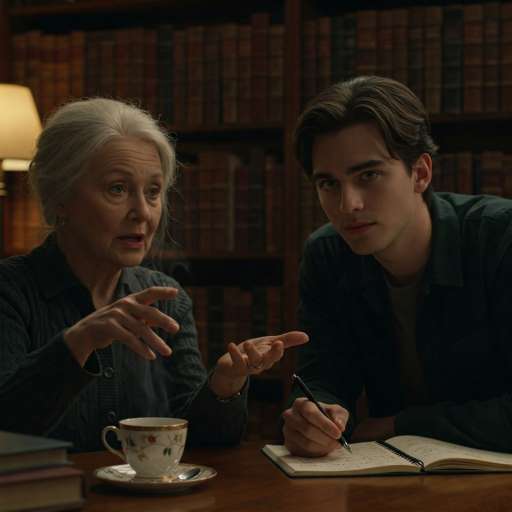 Great minds discuss ideas: A close-up of Eleanor and Malik at their corner table