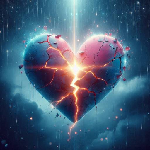 A heart cracked but with light shining through the cracks