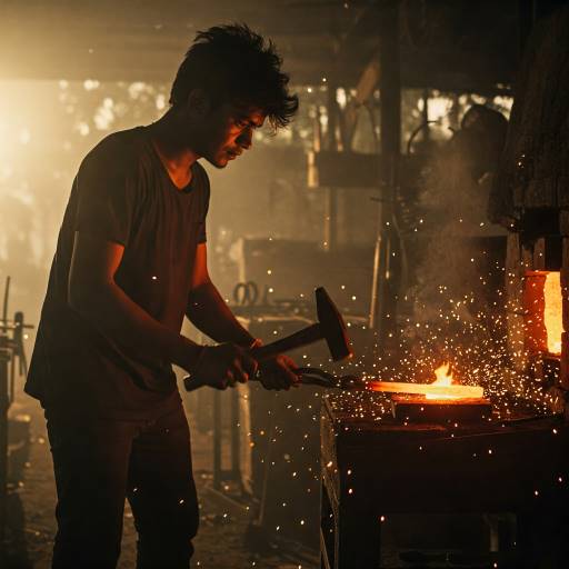 Before sunrise, Aarav lights the forge