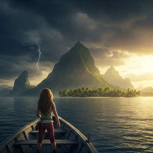 Talia spots land from the boat