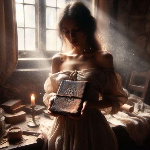 The best and most beautiful things: Tiffany holds a worn, leather-bound journal wrapped in silk