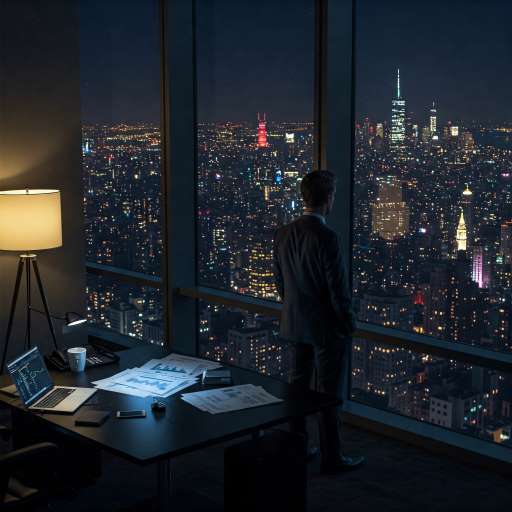 Try not to become a man of success: modern office tower at night
