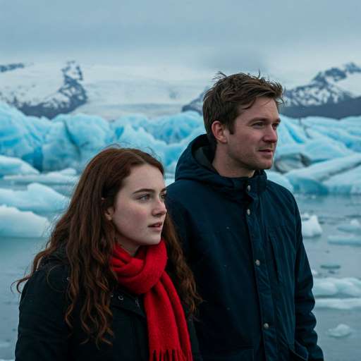 Love is not about how many days: woman and man standing near the edge of a glacier