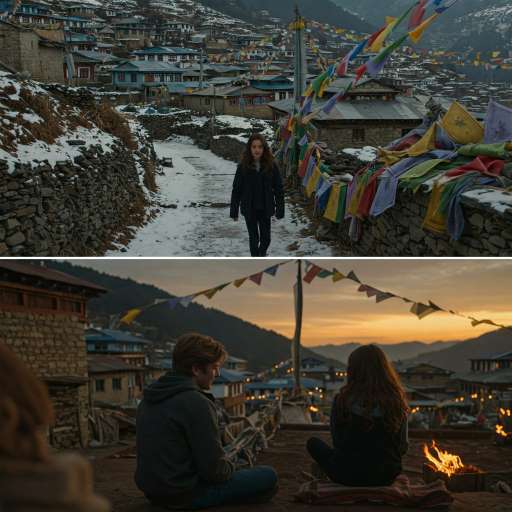 young couple sitting on a rooftop during sunset