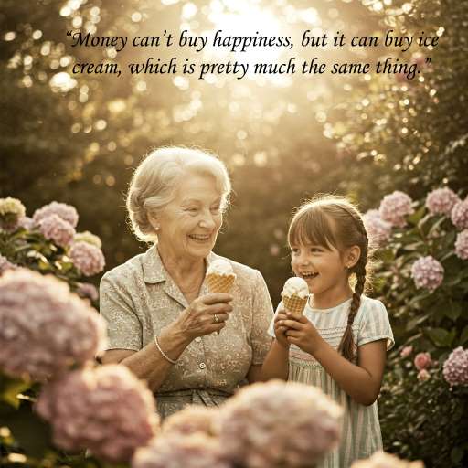 A younger Maya and her grandmother sharing ice cream together