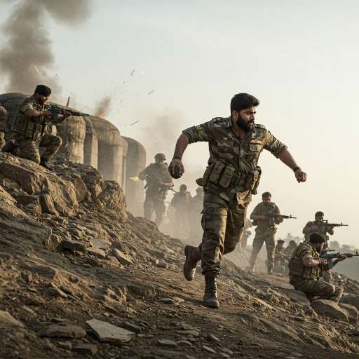 Captain charges toward the enemy bunker with a grenade in hand