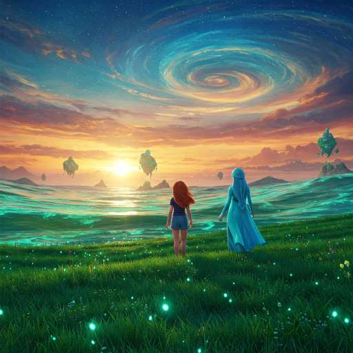 Lila standing in a vast landscape with a mysterious figure