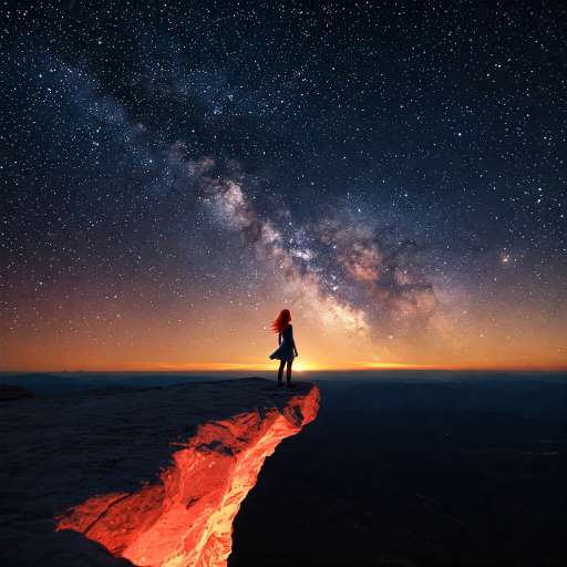 Lila standing on the edge of a glowing cliff