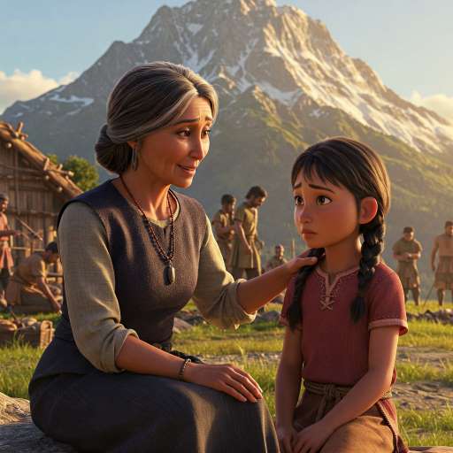 Lina speaking gently to a nervous young girl