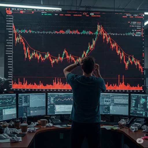 Millionaires don't use astrology: Noah stares at the screen, red graphs and falling stock prices