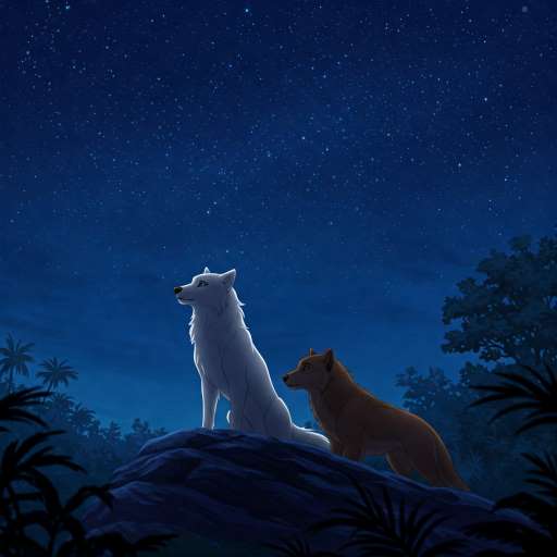 Raksha sits atop Council Rock at night, as Akela joins her