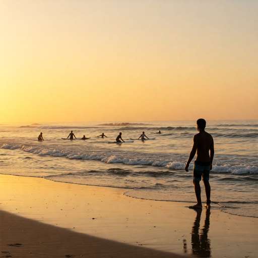 You cannot stop the waves: Sam saw, a group of surfers paddling into the waves