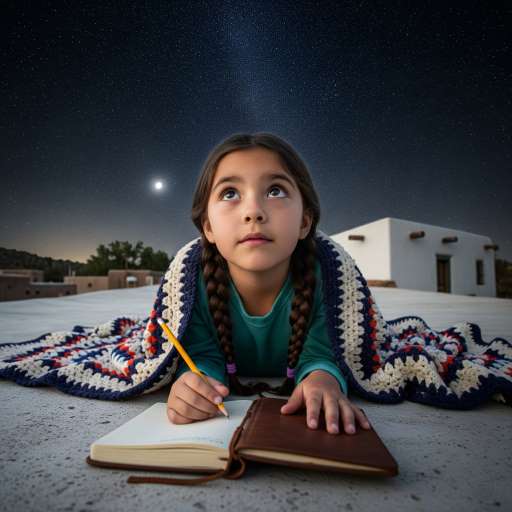 If your dreams don't scare you: Young girl gazes up at a brilliant star-filled sky