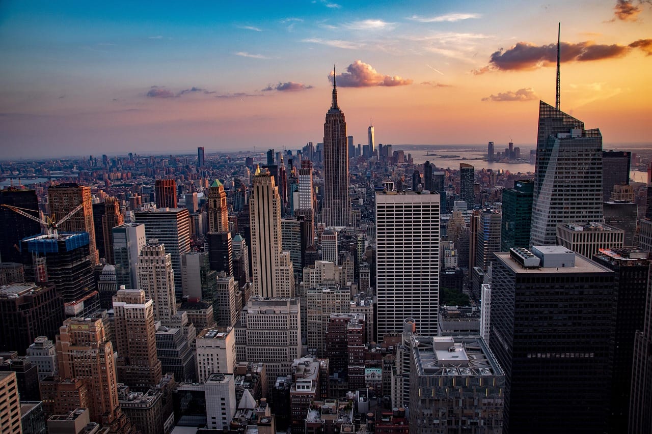 Skyscrapers Manhattan City Sunset