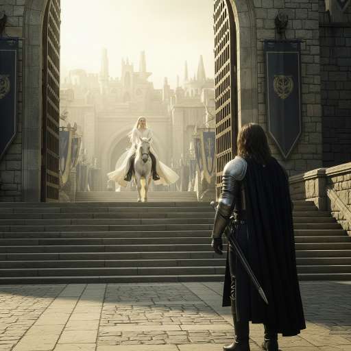 I would rather spend one lifetime with you: Arwen enters the gates of Minas Tirith