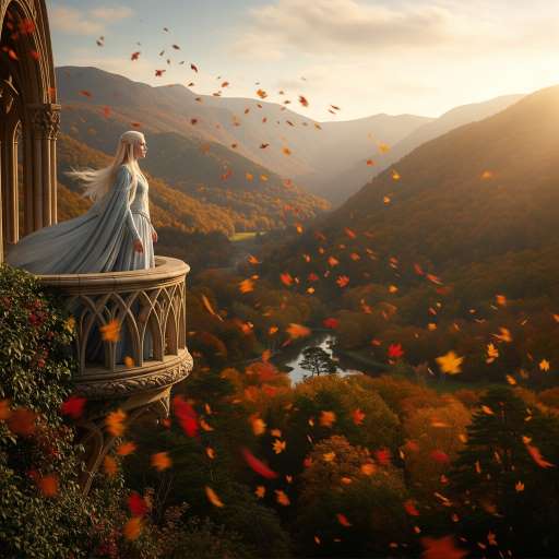 I would rather spend one lifetime with you: Arwen stands alone on a high balcony of Rivendell at dawn