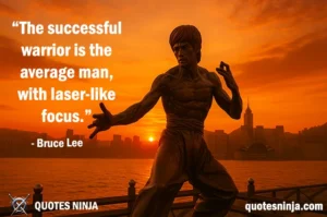 Bruce Lee statue during sunset