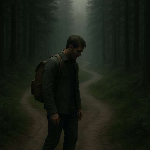 Discipline is not about showing your strength: Elias is walking slowly into a dense forest