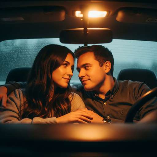 A Couple Sitting Close in the car