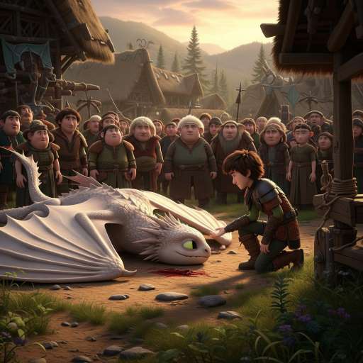 Hiccup treating injured dragon