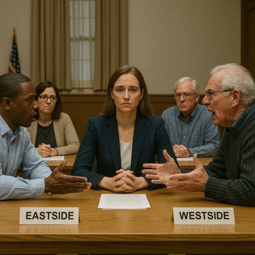 Politics is a game of compromise: Inside a modest town hall,Council members from Eastside and Westside