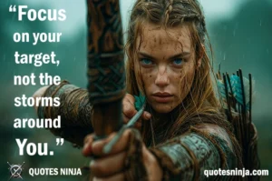 Women totally focus to fire arrow