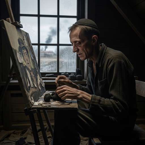 Art is the mirror of the world: Jakub painting with coal and scraps