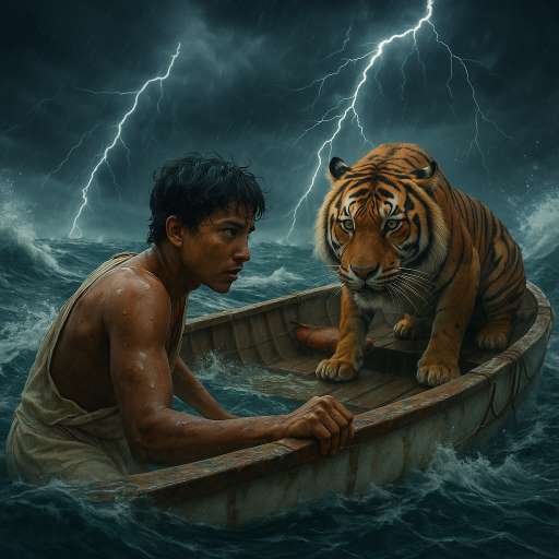 Focus on your target: Pi with the tiger in life boat