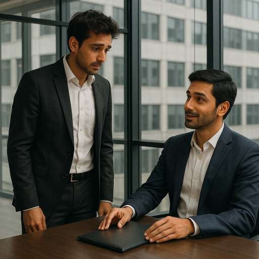 In the war of ego: Rishi gently closing the folder and looking up at Arjun