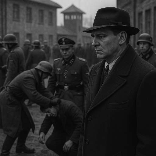 Schindler notice, Jakub being beaten by Nazi soldiers