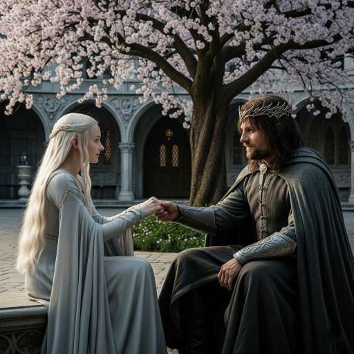 The Couple Sitting beneath a Flowering Tree
