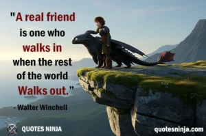 Hiccup and toothless stand on the edge of cliff