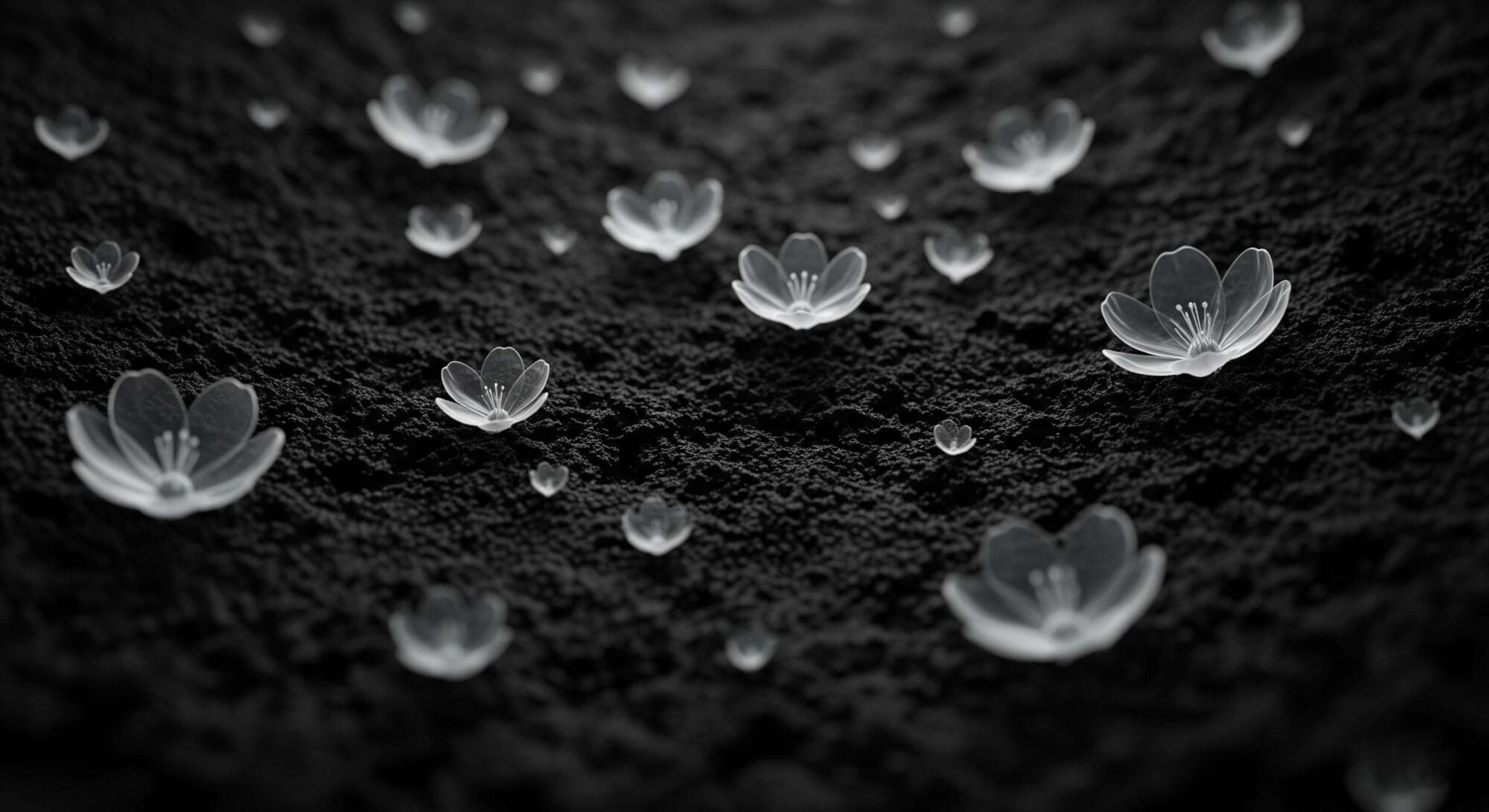 flowers on black soil