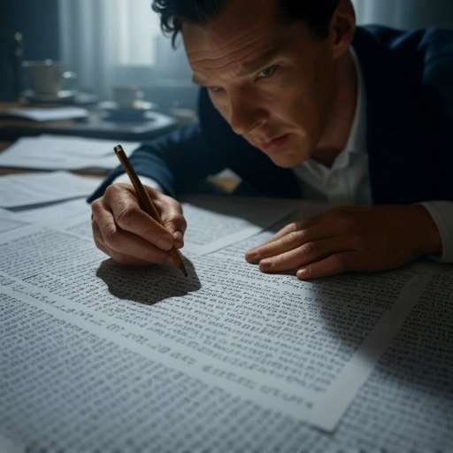 Notice the patterns: Benedict Cumberbatch’s hand holding a pencil