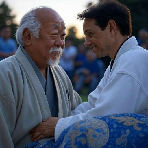 Daniel bows to Mr. Miyagi
