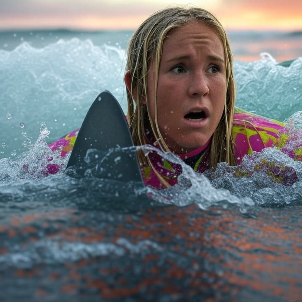 If you get tired: Girl face shows shock and fear as the unexpected attack happens