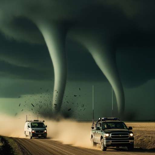 Kate running away from twin massive tornado