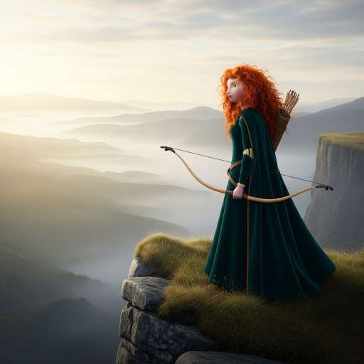 You control your destiny: Merida stands on a high cliff at dawn