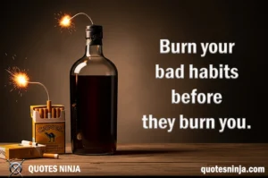 Cigarette and Hard drink with burning fuse