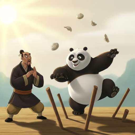 Po doing training with master shifu using dumplings