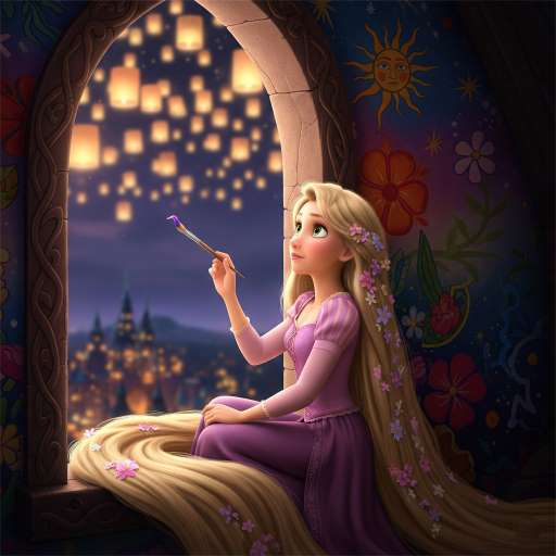 Venture outside your comfort zone: Rapunzel, sits by the high window of her tower