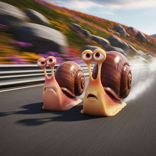Theo and Turbo are side by side in the race