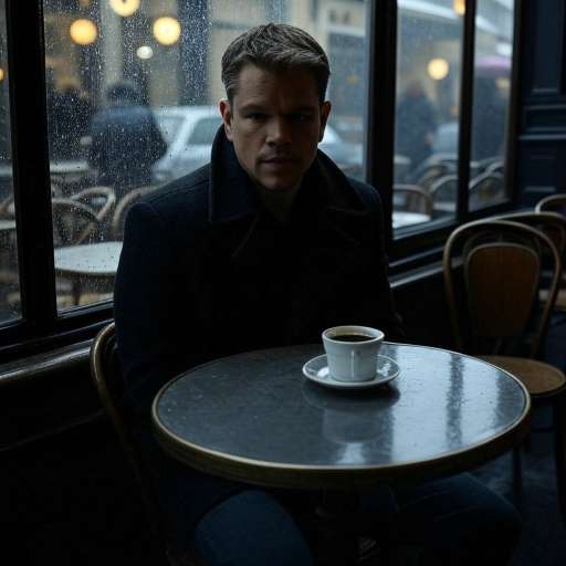Life is better when nobody knows: a man in a dark coat sits alone at a corner table in paris cafe