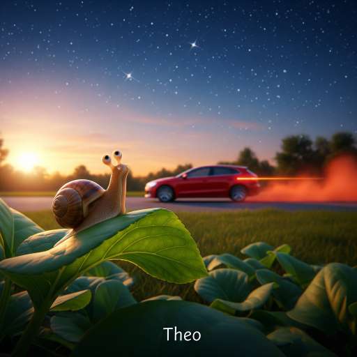 No dream is too big: the little snail, is sitting on a large green leaf