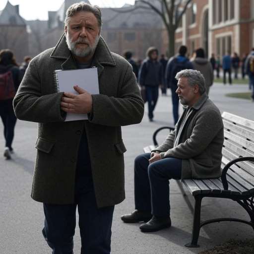 An older Nash walks slowly through Princeton’s campus courtyard