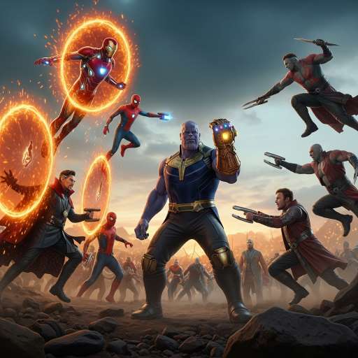 If they team up to go against you: Avengers and the Guardians charging at Thanos