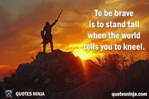 A warrior stand tall on cliff of mountain with rising sword